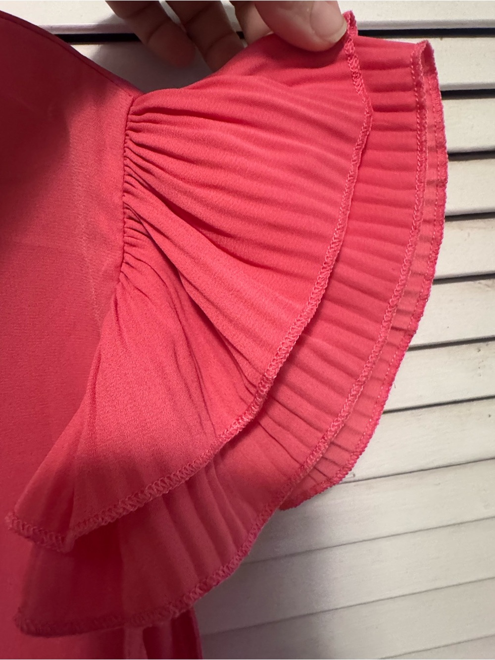Ashley Stewart Pink Pleated Ruffle Sleeve Blouse Plus Size 22/24W - Picture 3 of 5